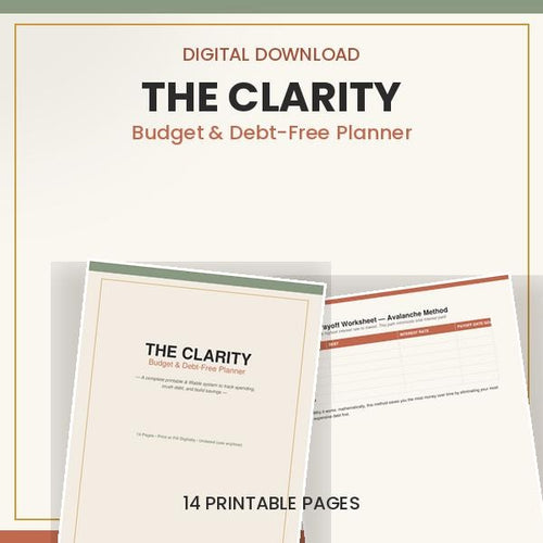 The Clarity Number Method: No-Shame Budget & Debt Payoff Planner (Printable PDF)