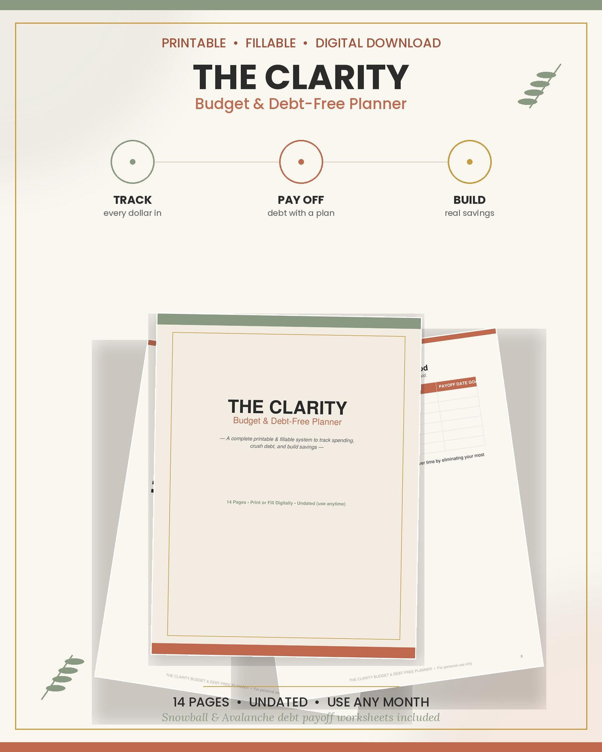 The Clarity Number Method: No-Shame Budget & Debt Payoff Planner (Printable PDF)