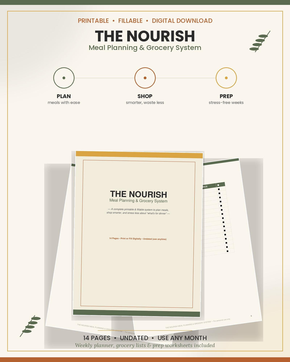 The 5:30 Fix Method: Nourish Meal Planning & Grocery System (Printable PDF)