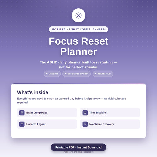The ADHD Tax Reset: ADHD Budget Planner for Impulse Spending, Late Fees & Subscription Leaks (PDF)